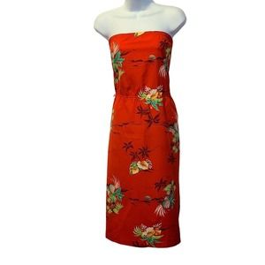 Hilo Hattie's Dress Size M Vintage Midi Red with Multi Color Florals